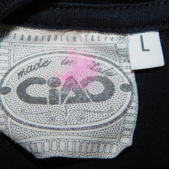 Fabrique Queen Italie CIAO Chico Rose T Shirt Black Mens L - Picture 2 of 6
